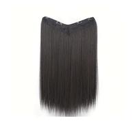 Extensions de cheveux synthétiques longs et raides avec clip en une seule pièce, parfaites for les pinces à cheveux des femmes. Accessoires for cheveux Wear and Go(Natural Black,24inches)