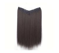 Extensions de cheveux synthétiques longs et raides avec clip en une seule pièce, parfaites for les pinces à cheveux des femmes. Accessoires for cheveux Wear and Go(Brown Black,16inches)