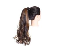 Extensions de cheveux synthétiques longues ondulées naturelles en queue de cheval pour femme, résistantes à la chaleur, à clipser, pour envelopper et soigner le corps (4BH27)