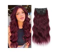 Extensions de cheveux synthétiques ondulées à clips, longueur 50 cm, aspect naturel, for femmes, 180 g, ondulées et bouclées, avec 11 clips. Wear and Go(Bug)