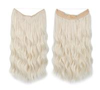 Extensions de cheveux synthétiques ondulés et invisibles pour femme Blond blanc 40,6 cm