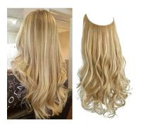 Extensions de cheveux synthétiques sans clip Ombre noir rose pièce faux postiche ligne de poisson pièce de cheveux 27H613 16 pouces