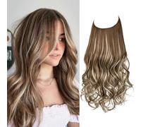 Extensions de cheveux synthétiques sans clip Ombre noir rose pièce faux postiche ligne de poisson pièce de cheveux 9H613 16 pouces