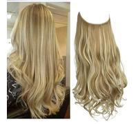 Extensions de cheveux synthétiques sans clip Ombre noir rose pièce faux postiche ligne de poisson pièce de cheveux 22H613 18 pouces