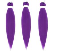 Extensions de cheveux synthétiques tressés violets de 66 cm pour cosplay, Halloween, fêtes - Faible entretien - Couleur vive