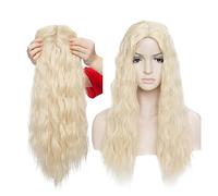 Extensions de cheveux tendance 20 pouces Cheveux Extensions Synthétique Vague D'eau Clip Dans Morceau De Une Pièce Noir Brun Postiche for les Femmes Douceur(Bleach blonde)