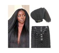 Extensions de cheveux tendance Extensions de cheveux crépus droits à clips - Vrais humains Yaki for femmes noires Remy épais 8 pièces 120 g avec 18 Douceur(24inches)
