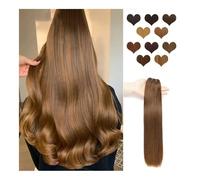 Extensions de cheveux Tissage en lot brésilien naturel Remy lisse Double dessiné, Extensions de cheveux, trame de cheveux, pièce 100 g/pièce Extensions de cheveux à bandes adhésives en cheveu(Black,20