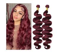 Extensions De Cheveux Vague de corps faisceaux de cheveux humains naturel lâche vague profonde faisceaux de cheveux épais cheveux tisse cheveux brésiliens colorés # 99J Tissage Cheveux(18 inch(1 PC))