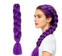 Extensions de cheveux violets Extension de queue cheval tressée droite avec cravate élastique pour les filles 1 Paquet Meches Tresse Cheveux Fibre Synthétique Braids Meches