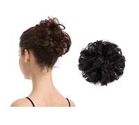 Extensions de chignon 100 % humain, chignon bouclé désordonné, pièces de mariage pour femmes et enfants, chignon désordonné, chignons en forme de beignet, 6# - Châtain moyen