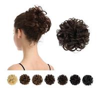 Extensions de chignon 100 % humain, chignon bouclé désordonné, pièces de mariage pour femmes et enfants, chignon désordonné, chignons en forme de beignet, 6# - Châtain moyen
