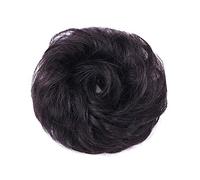 Extensions de chignon 100 % humain, chouchous en forme de donut, postiche, chouchou queue droite, noir et marron
