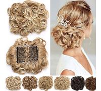 Extensions de chignon bouclées et ondulées avec cordon de serrage pour queue de cheval - Chignon brun foncé à auburn clair