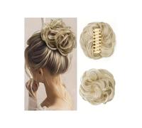 Extensions de chignon synthétiques ondulés et bouclés avec pince à cheveux for femme, queue de cheval Ponytail Extension(Ash Platinum Blonde)