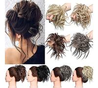 Extensions de chignons synthétiques ondulés en forme de donut, chouchou bouclés, blond sable à blond décoloré