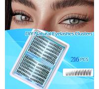 Extensions de cils DIY 3D effet œil de chat, 216 touffes de faux cils naturels, cils en touffes fins, cils œil de renard gauche et droit. Apparence naturelle, faciles à appliquer, réutilisables, confo