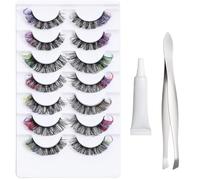 Extensions De Cils En Grappes,Kit D'extensions De Cils Multicolores 7 Paires - Accessoires De Déguisement Pour Mariage Photoshoot Peau Sensible Statue