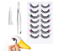 Extensions De Cils En Grappes - Kit D'extensions De Cils Multicolores 7 Paires | Accessoires De Déguisement Pour Mariage Photoshoot Peau Sensible Statue