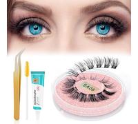 Extensions de cils individuels - Courbure D - 24 à 28 grappes à faire soi-même - Réutilisables, doux, naturels et faciles à utiliser - Cils russes à colle transparente (24 grappes)