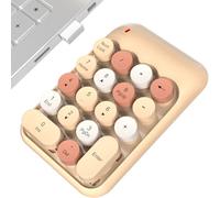 Extensions de clavier sans fil - Joli clavier numérique coloré - 2,4 GHz - Numéros de comptabilité financière - 10 touches - Pour ordinateur portable, ordinateur de bureau, PC (thé au lait)