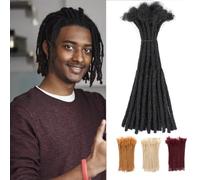 Extensions de dreadlocks de 0,6 cm d'épaisseur, 100% cheveux humains naturels tressés au crochet avec multicolore et longueur de 20,3 à 55,9 cm, peuvent être teints, décolorés avec 30 mèches