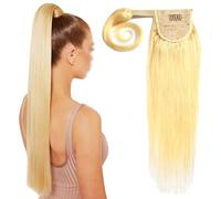 Extensions de queue de cheval de cheveux humains droits, postiches longs et droits d'une seule pièce pour femmes ajoutant du volume 613 blond(613,16in-40.6cm)