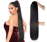 Extensions de queue de cheval droite DrawString Long Ponytail Clip in Hairpice Hair Extensions Ponytail Synthetic for Black Women (32 pouces # 1