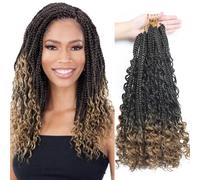 Extensions de tresses au crochet de type déesse pour femmes de 30,5 cm, lot de 7 paquets de 315g, tresses au crochet de couleur ombrée bouclée de type bohème #1B/27