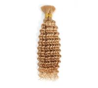 Extensions de tresses naturelles ondulées profondes, 100 g, bou s, style bohème, sans trame, 2 tresses Hair Extensions(Dark blonde,22inch)