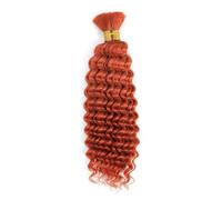Extensions de tresses naturelles ondulées profondes, 100 g, bouclées, style bohème, sans trame, 2 tresses Wear and Go(Red-brown,24inch)