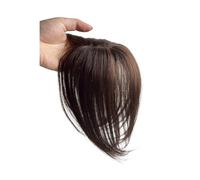 Extensions Frange de cheveux humains naturels frange latérale for femmes 3D partie centrale fausse frange Extensions à clips postiches invisibles pour la vie quotidienne(Dark Brown)