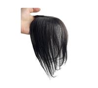 Extensions Frange de cheveux humains naturels frange latérale for femmes 3D partie centrale fausse frange Extensions à clips postiches invisibles pour la vie quotidienne(Natural Black)
