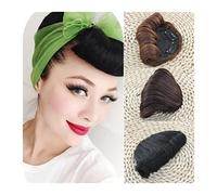 Extensions Frange synthétique courte bouclée rétro for femmes, postiche à Clip, fausse frange classique, Extension naturelle pour la vie quotidienne(Light Brown)