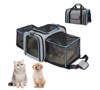Extensions Sac de Transport Chat Chien, Pliable Sac de Transport pour Animal avec Bretelles et Coussinets, Sac de Voyage Respirant pour Chats pour Train Voiture Avion (Noir, 47 x 28 x 28cm)