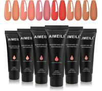 Extention Gel Kit Pour Ongles, 6 Couleurs 15ml Ambre Rose Rouge Brun Builder Construction Gel, Faux Ongles Quick Building Uv Led Vernis Semi Permanent - Kit 17