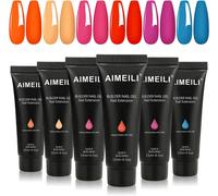Extention Gel Kit Pour Ongles Néon, Builder Construction Gel 6 Couleurs 15ml, Faux Ongles Quick Building Uv Led Gel Vernis Semi Permanent Nail Art - Kit 12