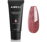 Extention Gel Pour Ongles Pailleté Flash, Builder Construction Gel 30ml Faux Ongles Quick Building Uv Led Vernis Semi Permanent - Rouge 072