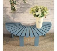 Extérieur avec design incurvé en bois, siège et pot de fleurs anticorrosion, forte capacité de charge, mobilier de salon bleu élégant pour espaces extérieurs