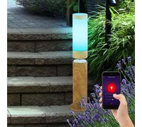 Extérieur Base Lampadaire Smart Optique Bois Google Dimmable Alexa Inox LED