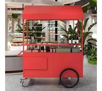 Extérieur Chariot À Snacks Pour La Rue, solution de mobilité et de stockage facile, Stand de marché à grande capacité de charge, Glaces Et Hot-Dogs - Stand De Vente(Red,140cm/55.1in)