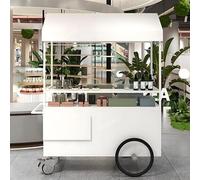 Extérieur Chariot À Snacks Pour La Rue, solution de mobilité et de stockage facile, Stand de marché à grande capacité de charge, Glaces Et Hot-Dogs - Stand De Vente(White,120cm/47.2in)