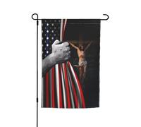 Extérieur Drapeau De Noël 30X45Cm États-Unis Américain Et Christ Foi Dieu Jésus Croix Welcome Drapeau De Jardin Double Face Drapeaux De Cour Pour Extérieur, Décoration, Extérieur