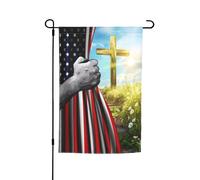 Extérieur Drapeau Vertical 30X45Cm États-Unis Américain Et Christ Foi Dieu Jésus Croix Drapeaux De Cour Saisonnières Welcome Drapeau De Jardin Pour Maison, Jardin, Extérieur