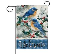 extérieur drapeaux Bienvenue aux merles bleus d'hiver Drapeau Chambre à | Coucher 30x45cm Drapeau De Jardin résistant pelouse drapeaux pour intérieure Porche Maison