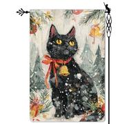 extérieur drapeaux Chat de Noël Joyeuses Cloches d'Hiver pelouse drapeaux | Patio 30x45cm Bannière Supérieure Drapeau De Jardin pour Toutes les saisons Porche Jardin