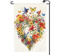 extérieur drapeaux Fleurs printanières, oiseaux, cœur d'amour Flag Patio | 30x45cm Décoration Drapeau drôle pelouse drapeaux Maison Chambre à Coucher
