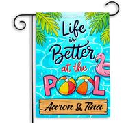 extérieur drapeaux La vie est plus belle à la piscine Patio 30x45cm | pelouse drapeaux ésistantes à la décoloration Drapeau De Jardin pour Pelouse Toutes les saisons intérieure