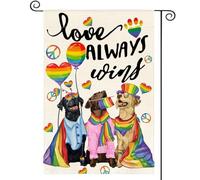 extérieur drapeaux L'amour triomphe toujours. Les chiens Garten flagge | Jardin 30x45cm drôle Bannière couleurs éclatantes Drapeau De Jardin Pelouse Balcon