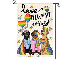 extérieur drapeaux L'amour triomphe toujours. Les chiens Garten flagge | Jardin 30x45cm drôle Bannière couleurs éclatantes Drapeau De Jardin Pelouse Balcon